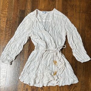 White Cream Gold Textured Wrap Cover Up